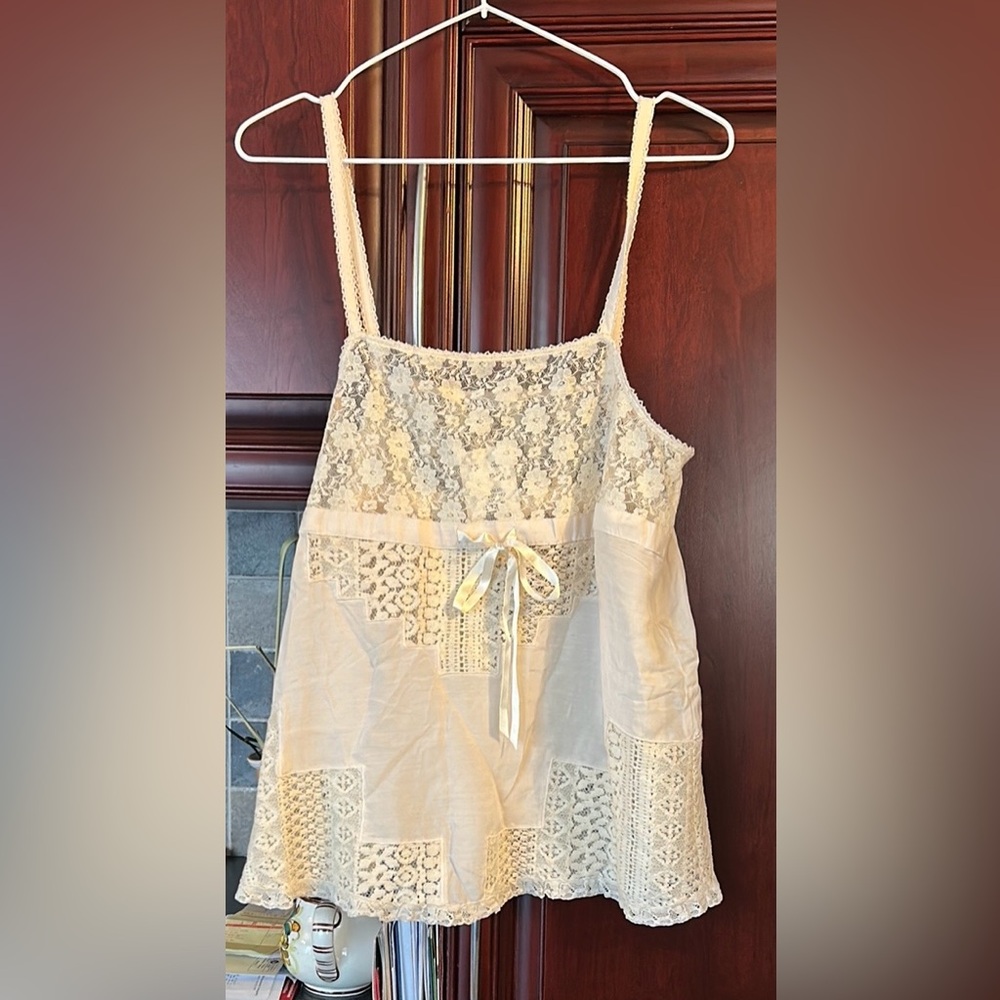 ZARA oyster white strappy lace top size medium - Picture 5 of 9